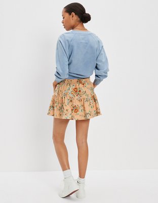 AE Tiered Floral Corduroy Mini Skirt