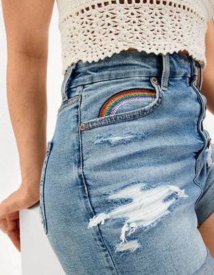 Женские джинсы American Eagle AE Pride Curvy High-Waisted Denim Short Short — фото 7