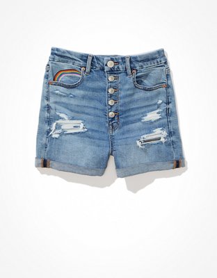 AE Pride Curvy High-Waisted Denim Short Short