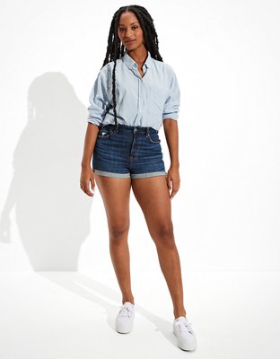 High waisted denim deals shorts curvy