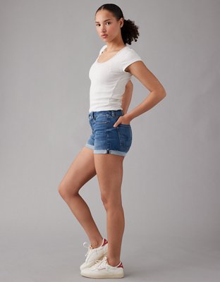 AE Next Level Curvy High-Waisted Crossover Denim Short