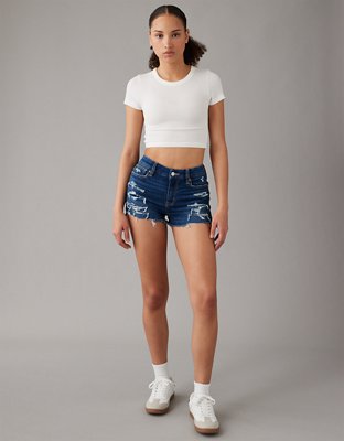 AE Next Level Curvy Ripped High-Waisted Denim Short Short