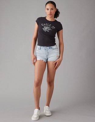 AE Next Level Curvy High-Waisted Ripped Denim Short Short