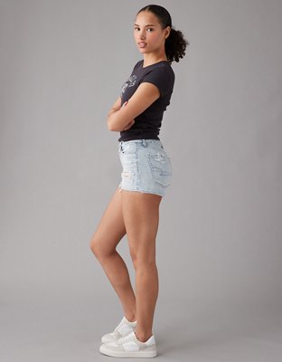 Женские джинсы American Eagle AE Next Level Curvy High-Waisted Ripped Denim Short Short — фото 5