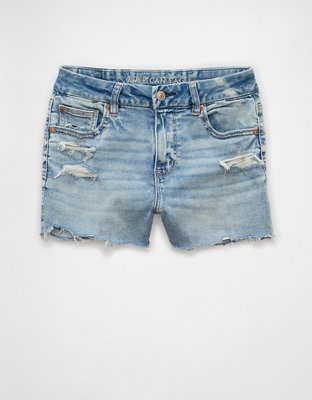 AE Next Level Curvy Ripped High-Waisted Denim Short Short