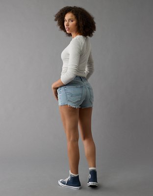 AE Next Level Curvy Ripped High-Waisted Denim Short Short