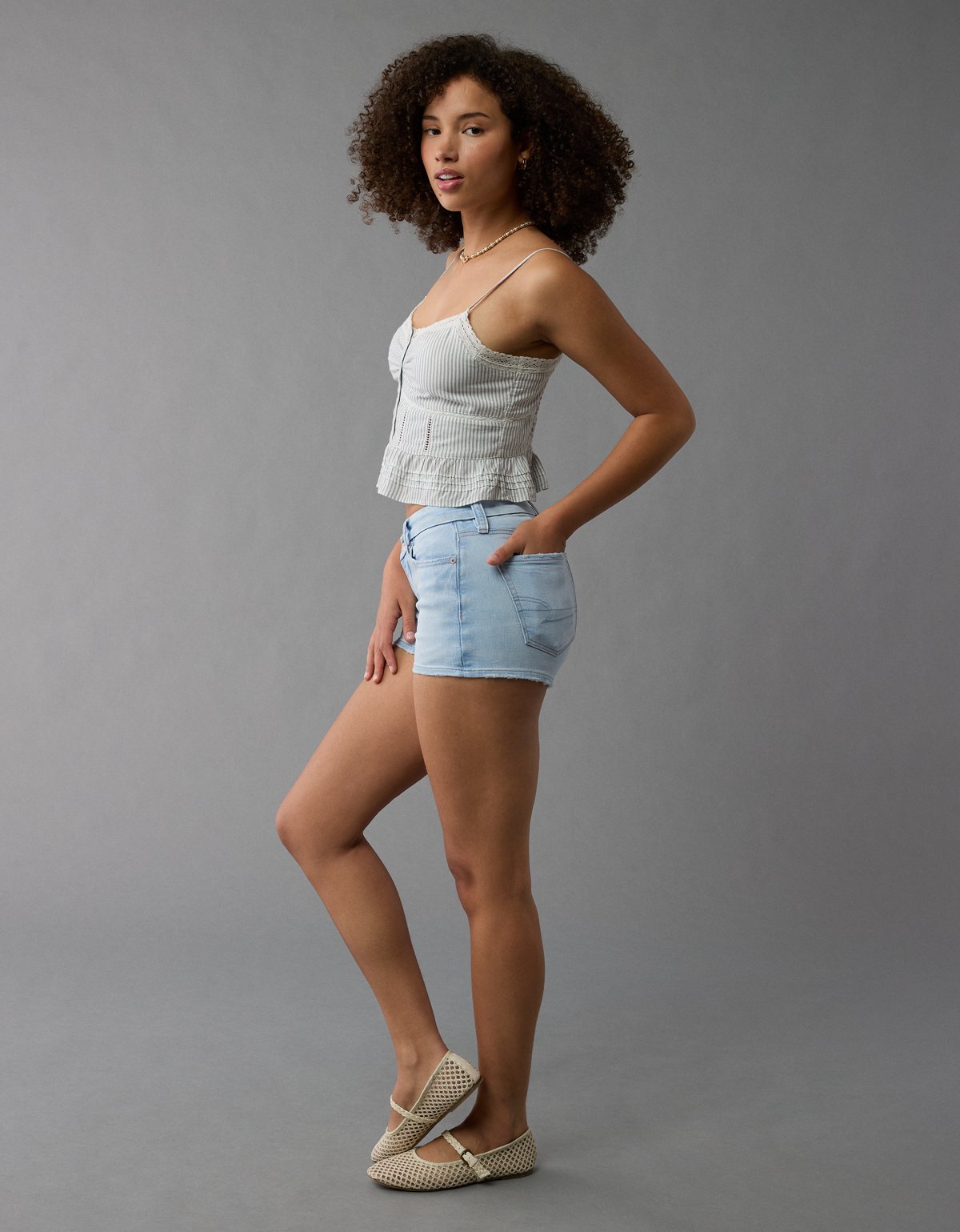 AE Next Level Curvy High-Waisted Denim Short Short - image 5