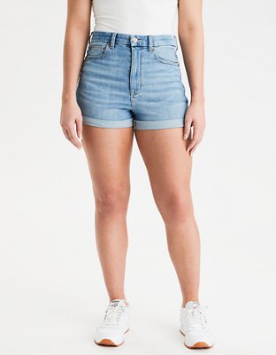 women in short jean shorts