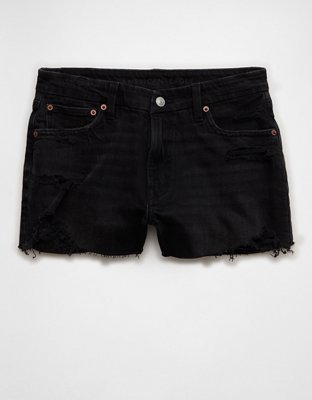 Женские шорты American Eagle AE Stretch Curvy Low-Rise Perfect Shortie, цвет: Чёрный — фото 3