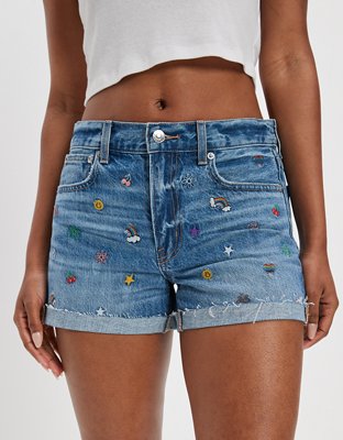 LUCKY LEGEND EMBROIDERED 5 HIGH RISE 90s MIDI SHORT