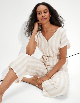 AE Striped Wrap Front Jumpsuit