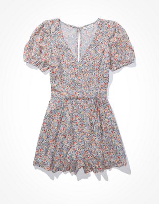 AE Floral Wrap-Front Romper