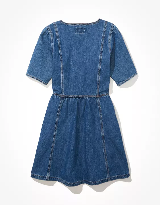 AE Denim Button-Front Babydoll Mini Dress