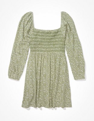 AE Floral Long-Sleeve Ruffle Mini Dress