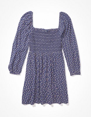 AE Floral Long-Sleeve Ruffle Mini Dress
