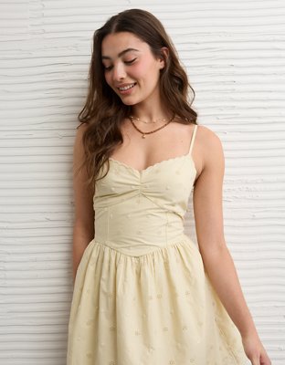 AE V-Neck Embroidered Mini Dress | American Eagle