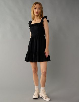 AE Square Neck Ruffle Tiered Mini Dress