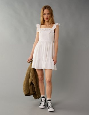 AE Square Neck Ruffle Tiered Mini Dress | AE