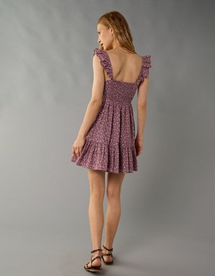 AE Square Neck Ruffle Tiered Mini Dress | American Eagle