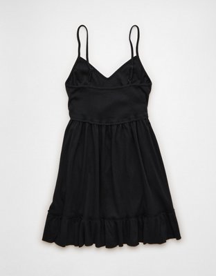 AE Sunchaser Babydoll V-Neck Knit Mini Dress | American Eagle