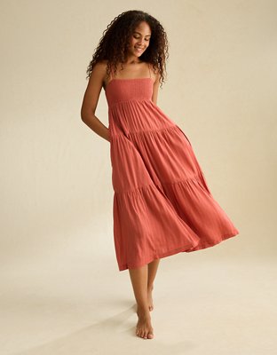 AE Smocked Babydoll Midi Dress
