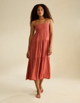 AE Smocked Babydoll Midi Dress