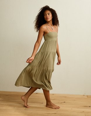 AE Smocked Babydoll Midi Dress