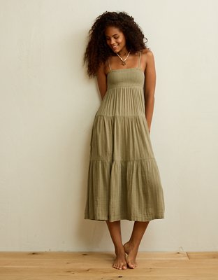 AE Smocked Babydoll Midi Dress