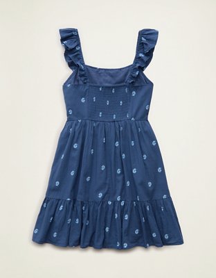 Женское платье American Eagle AE Ruffle Mini, цвет: Синий — фото 4