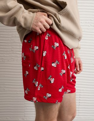 Мужские шорты American Eagle AE Snoopy Valentine's Day 6" Mesh Lounge, цвет: Яркий красный — фото 5