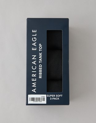 Мужские топы American Eagle AE Ribbed 3-Pack, цвет: Чёрный обсидиановый — фото 3