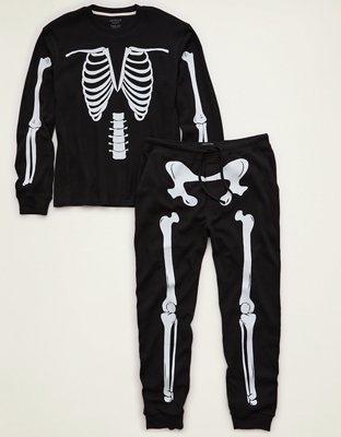 AEO Halloween Skeleton Waffle Lounge Set