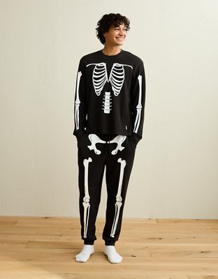 AEO Halloween Skeleton Waffle Lounge Set