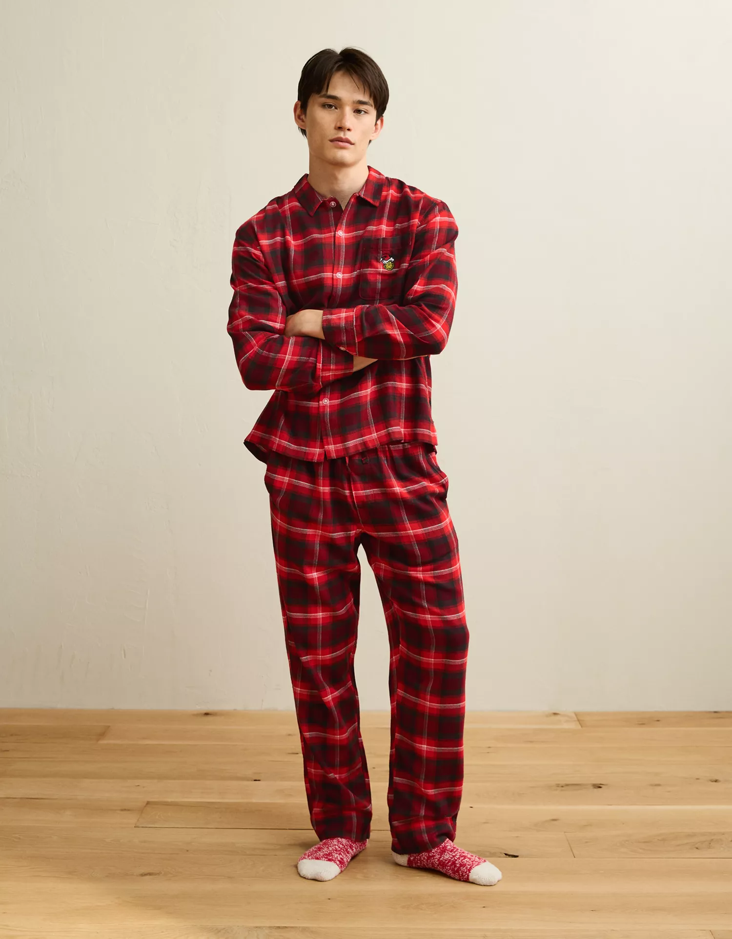 AEO Men's Grinch Flannel Pajama Set