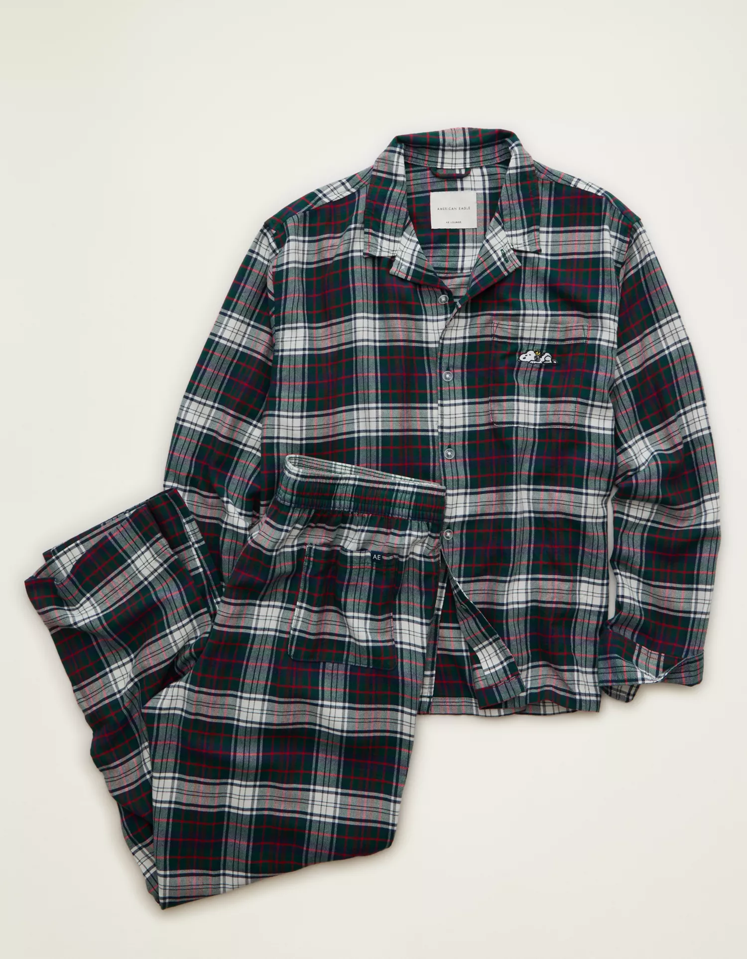 AEO Men's Snoopy Flannel Pajama Set - thumbnail 4