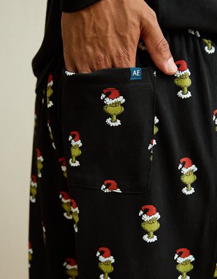 Пижамный комплект AE Grinch для мужчин, джерси — American Eagle, цвет: Чёрный — фото 6
