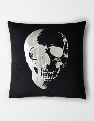 American Eagle Happy Space Velvet Metallic Skull Pillow — фото 2