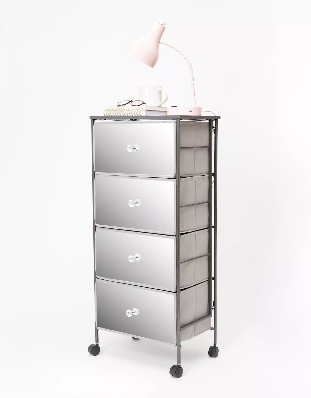 Dormify Tall Mirrored 4-Drawer Cart