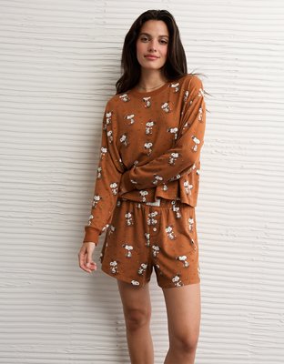 AE Snoopy Fall Leaves Plush PJ Set