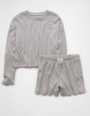 AE Luxe Plush Waffle Tee + Short Lounge Set