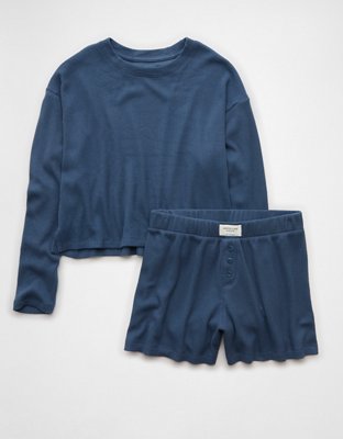 AE Luxe Plush Waffle Tee + Short Lounge Set