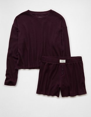 AE Luxe Plush Waffle Tee + Short Lounge Set