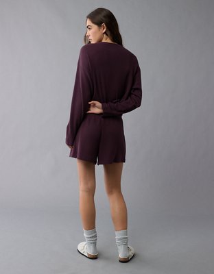 Ensemble de détente t-shirt et short gaufrés pelucheux Luxe AE