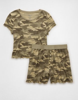 AE Camo Plush Baby Tee PJ Set