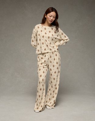 AE Luxe Plush Teddy Bears Long-Sleeve & Pant PJ Set