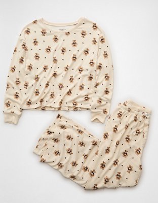 AE Luxe Plush Teddy Bears Long-Sleeve & Pant PJ Set