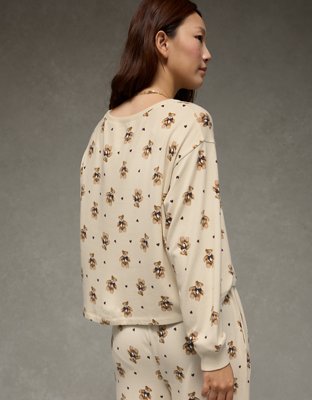 AE Luxe Plush Teddy Bears Long-Sleeve & Pant PJ Set