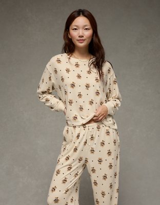 AE Luxe Plush Teddy Bears Long-Sleeve & Pant PJ Set