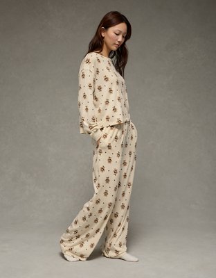 AE Luxe Plush Teddy Bears Long-Sleeve & Pant PJ Set