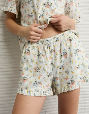 AE Snoopy Ruffled Flannel PJ Set